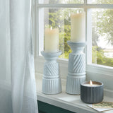 Medium White Wooden Candle Holder – White