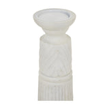 Medium White Wooden Candle Holder – White