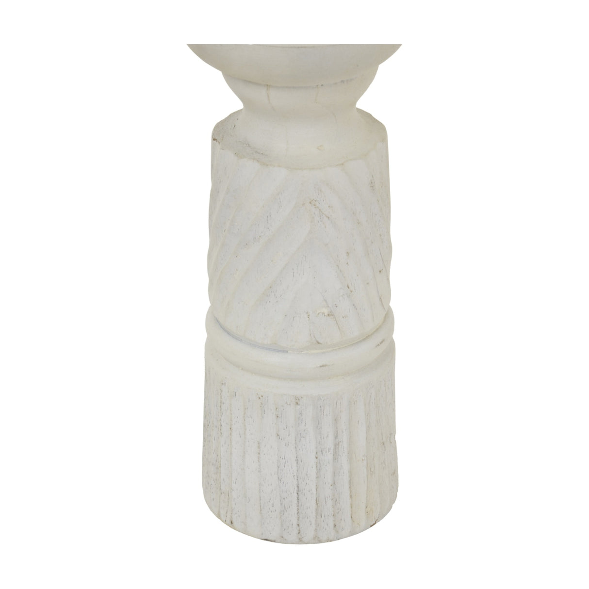 Medium White Wooden Candle Holder – White
