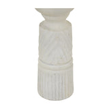 Medium White Wooden Candle Holder – White