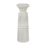 Large White Wooden Candle Holder – White