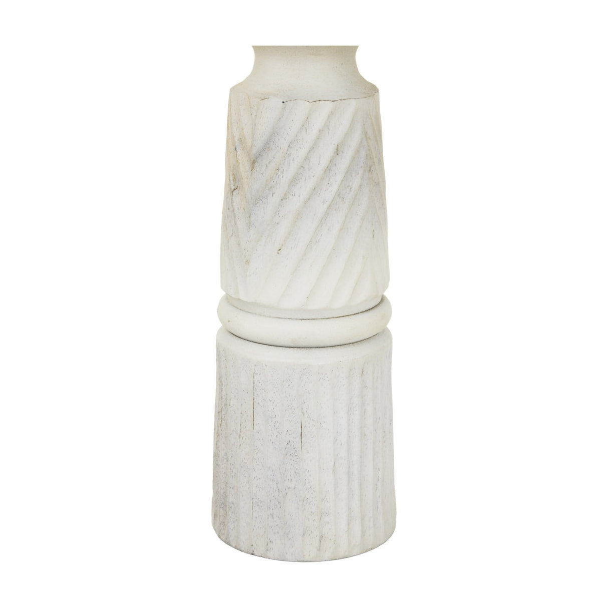 Large White Wooden Candle Holder – White