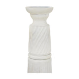 Large White Wooden Candle Holder – White