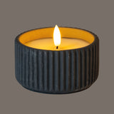Ribbed LED Pillar Candle Small – Beige