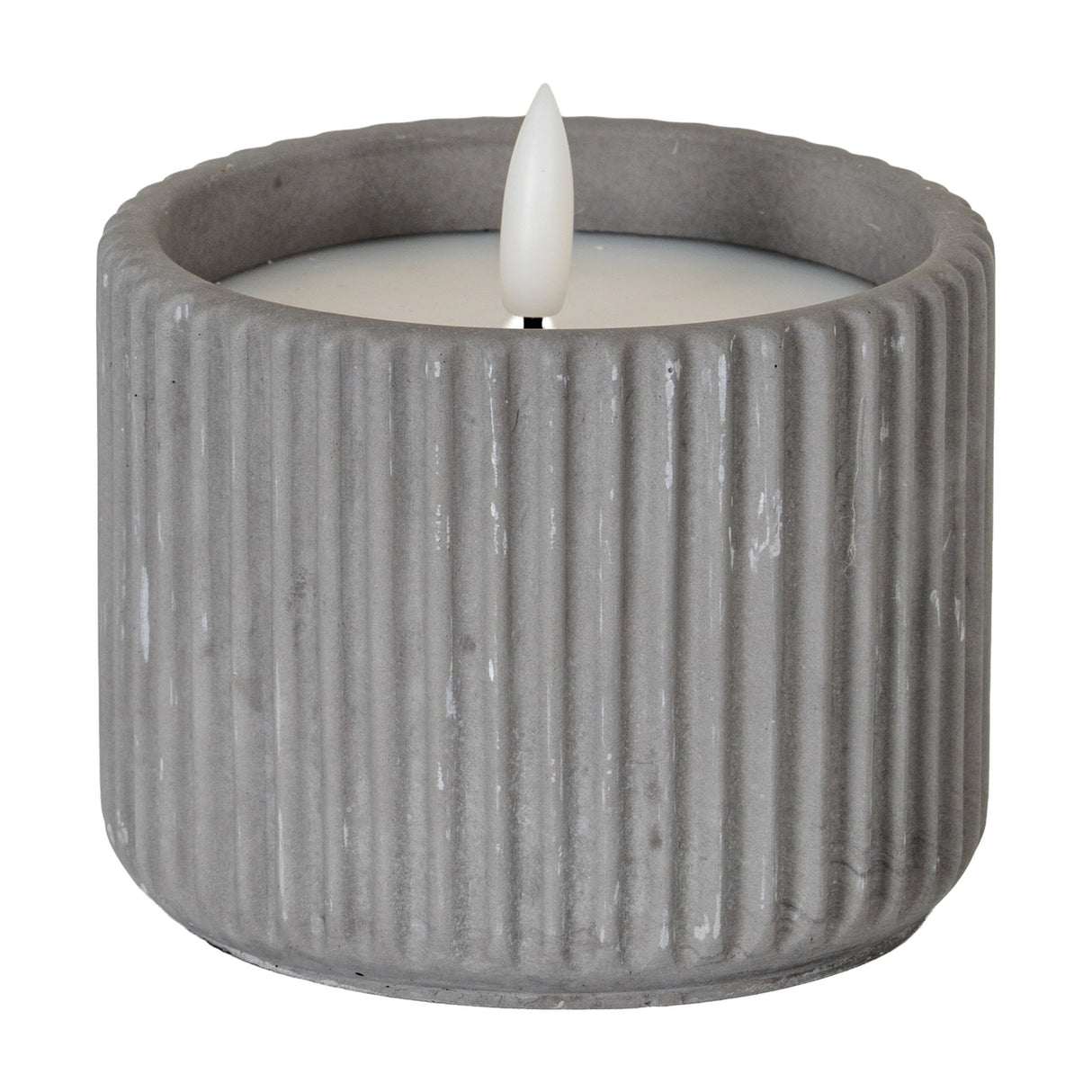 Ribbed LED Pillar Candle Medium – Beige