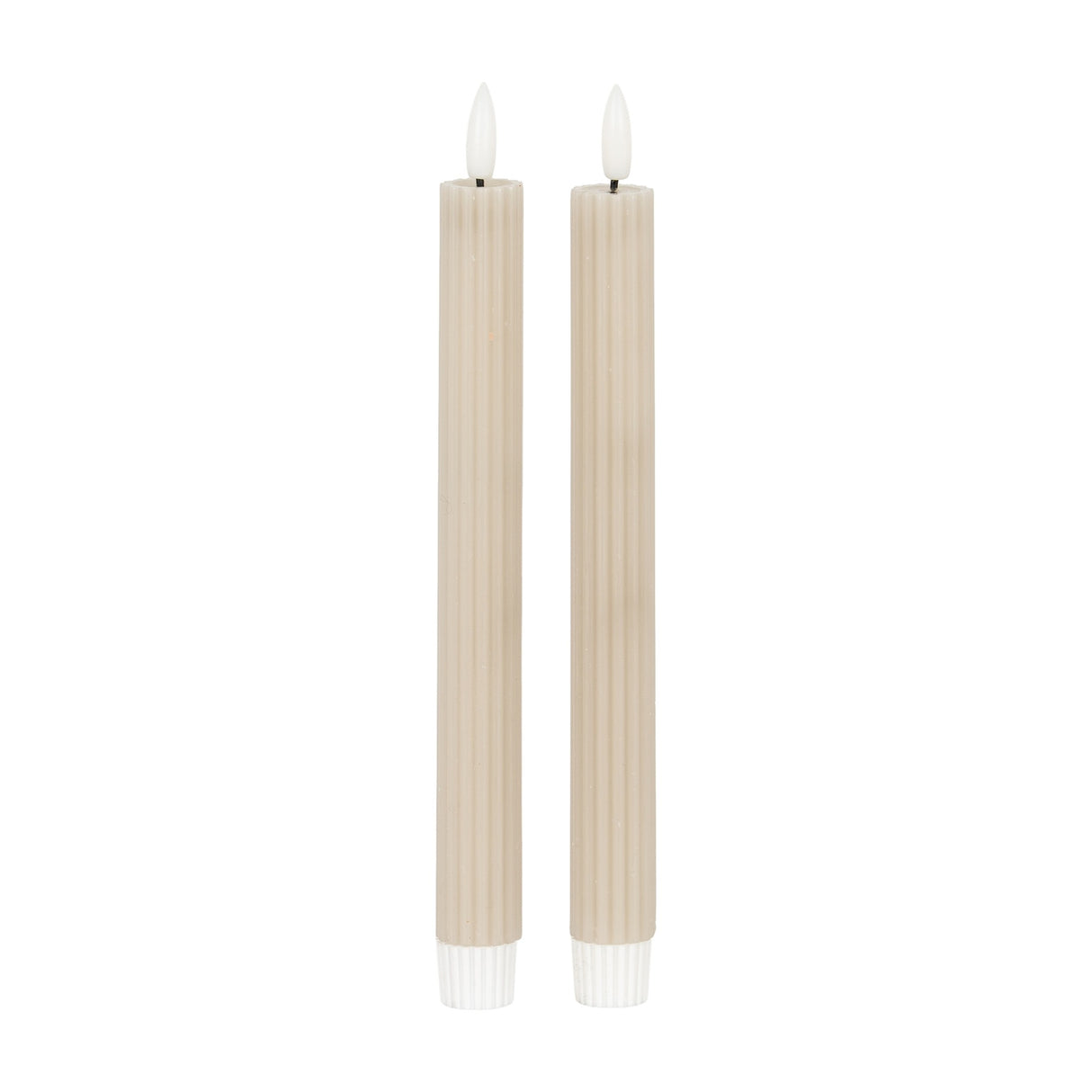 Ribbed Taper Candles – Beige