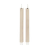 Ribbed Taper Candles – Beige