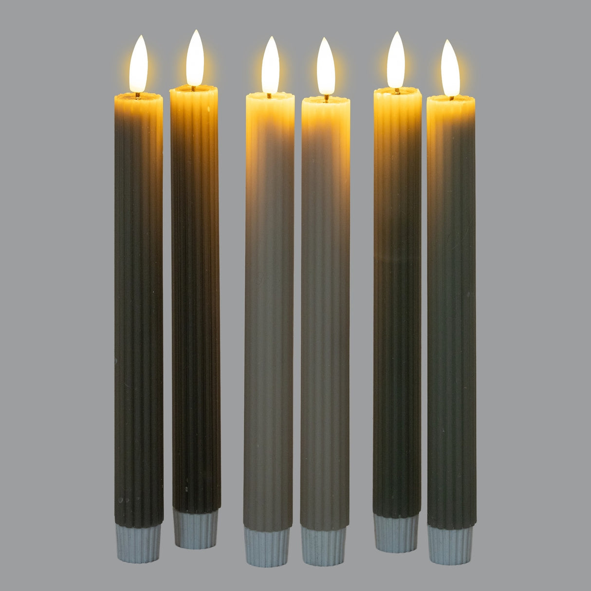 Ribbed Taper Candles – Beige