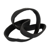 Hill Interiors Black Cast Knot Ornament in matte black aluminium, formed as an abstract looped sculpture with smooth curves, shown on a plain white background.