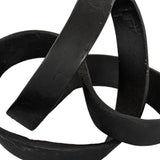 Close-up of the Hill Interiors Black Cast Knot Ornament, showing the looped aluminium form in a matte black finish against a plain white background.