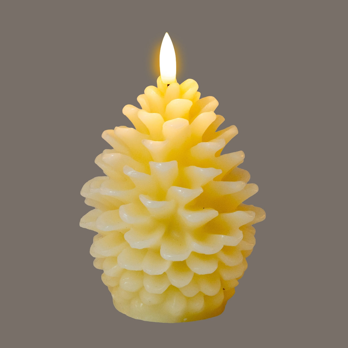 Natural Glow Cream Pinecone LED Wax Candle – Beige