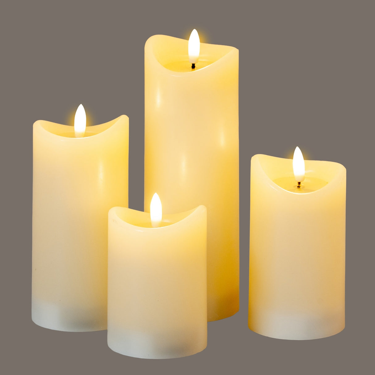 Natural Glow Melted-Effect LED Pillar Candle – Beige