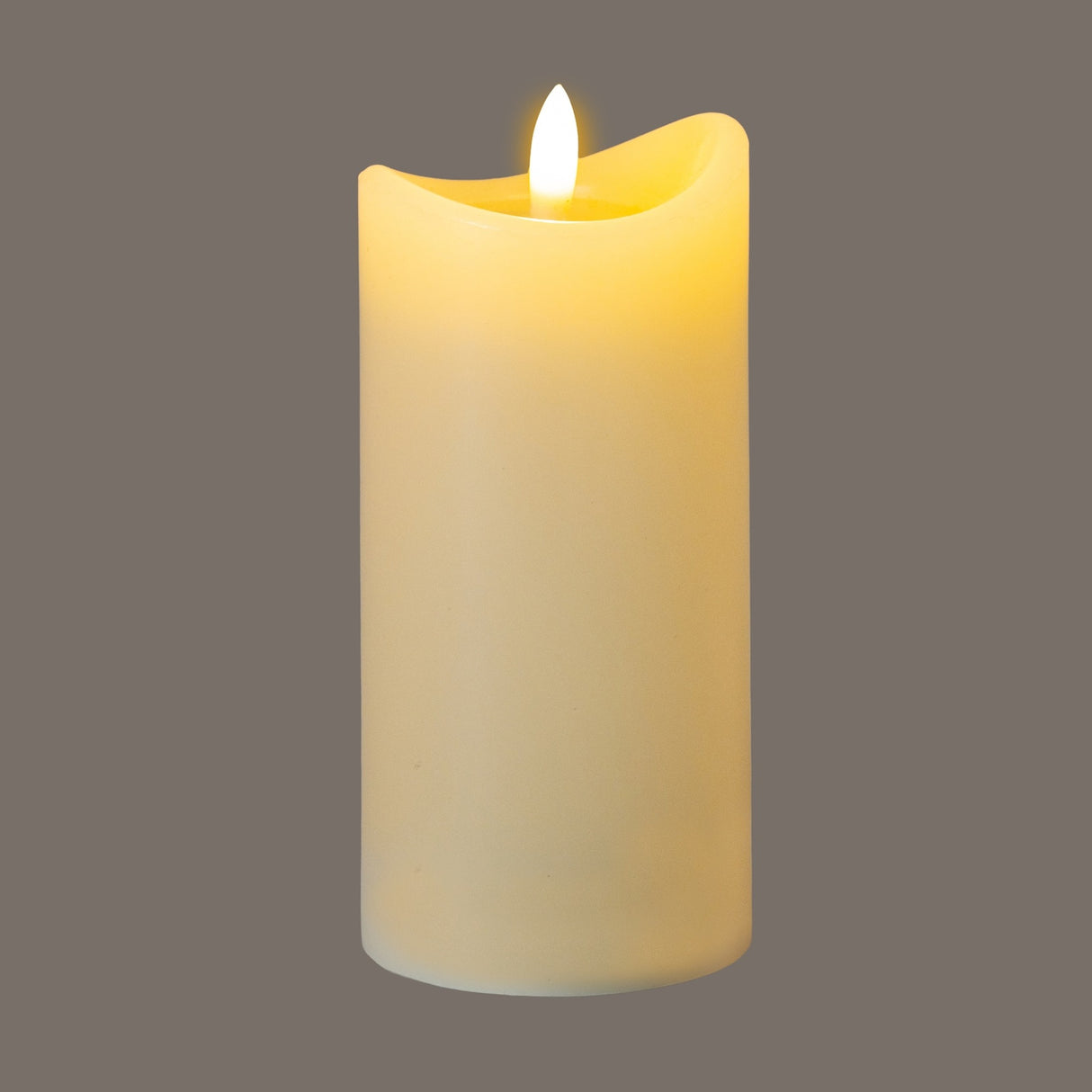 Natural Glow Melted LED Pillar Candle – Beige