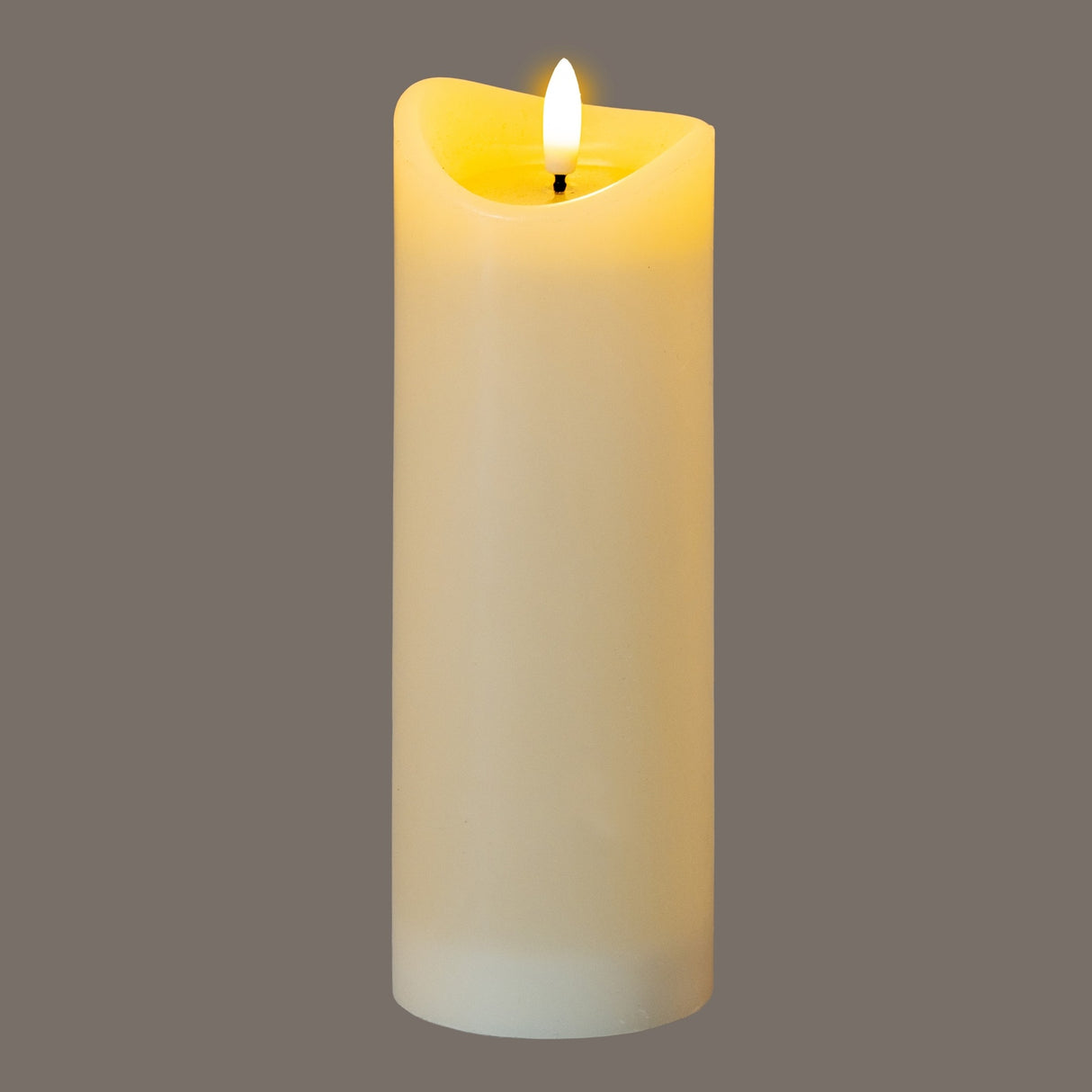 Natural Glow Melted-Edge LED Pillar Candle – Beige
