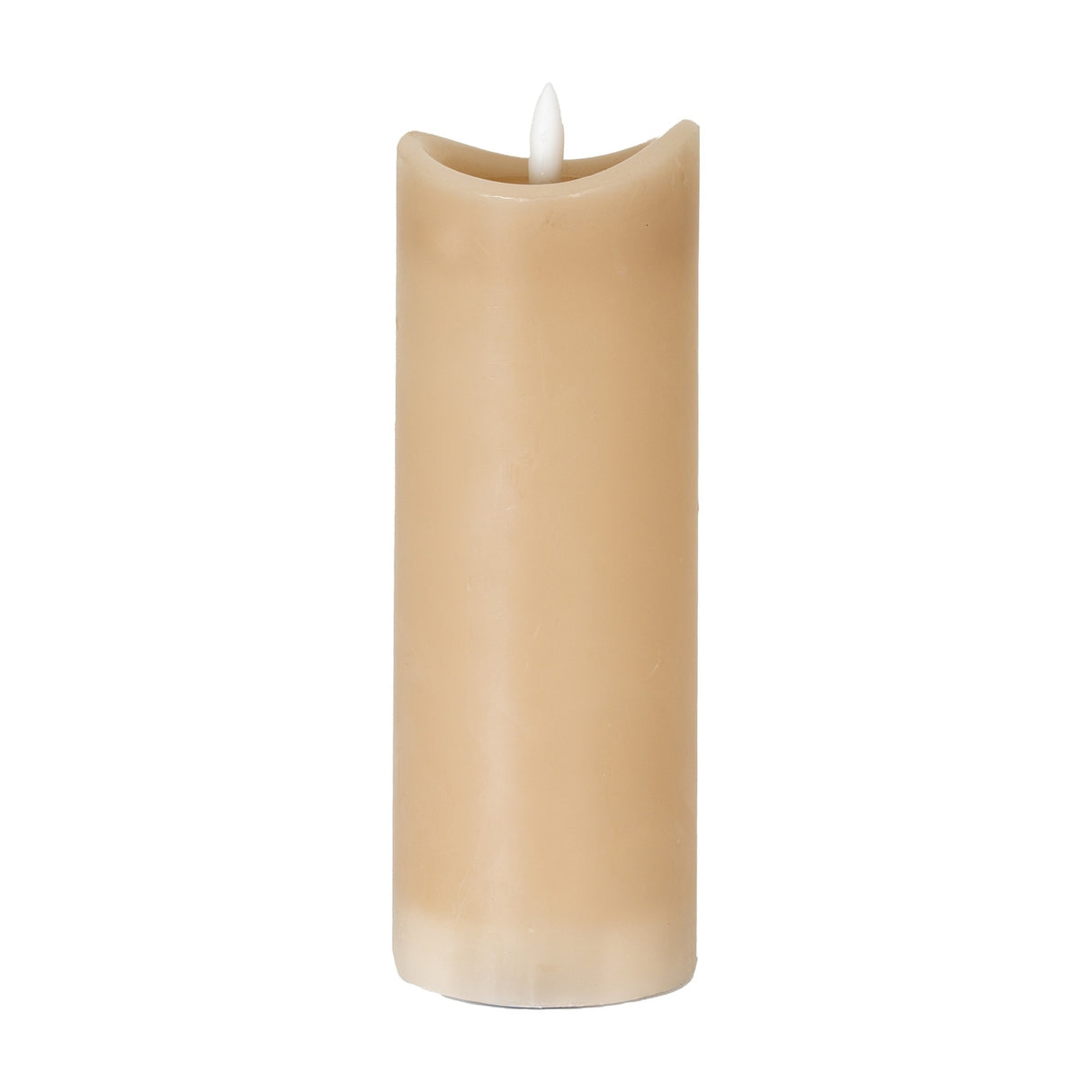 Natural Glow Melted LED Pillar Candle – Beige