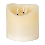 Natural Glow Melted-Top LED Pillar Candle – Beige