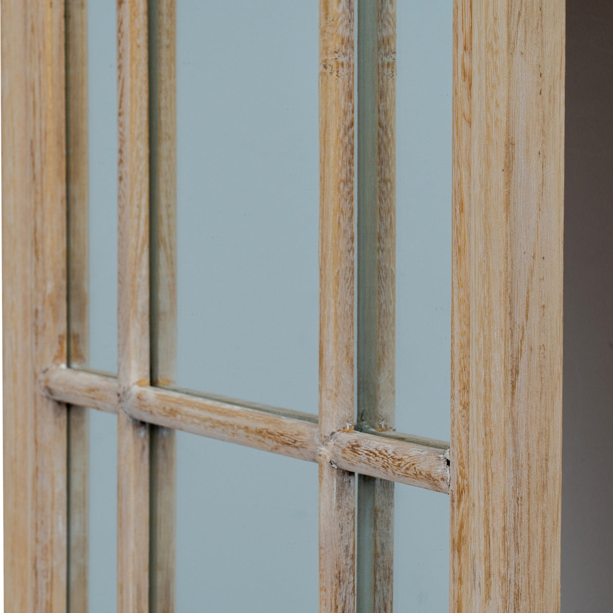 Washed Wood Tall Arched Window Mirror – Brown