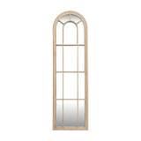 Washed Wood Tall Arched Window Mirror – Brown