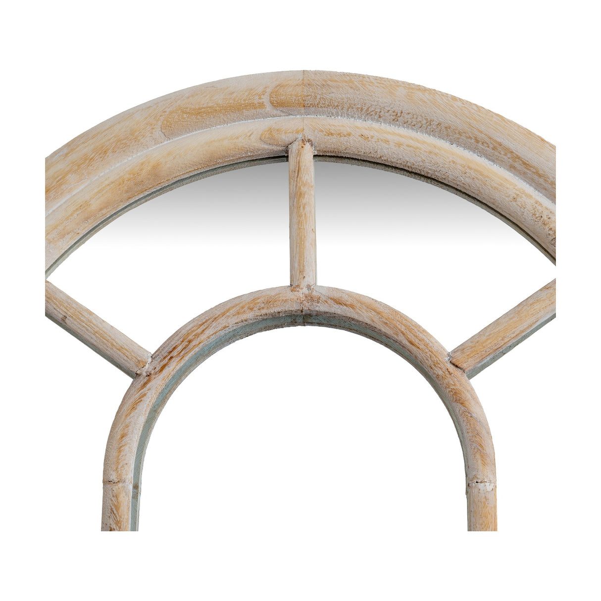 Washed Wood Tall Arched Window Mirror – Brown