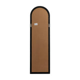 Rear view of the Hill Interiors Tall Arched Window Mirror showing the matt black frame, brown backing, and twin hanging brackets on white.