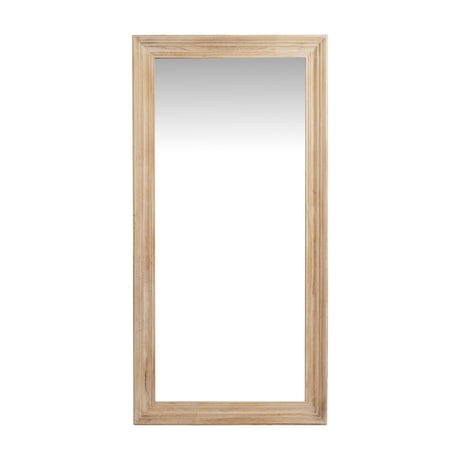 Hill Interiors Large Washed Wood Framed Mirror in brown, a tall rectangular full-length wall mirror with a weathered solid wood frame, on a white background.