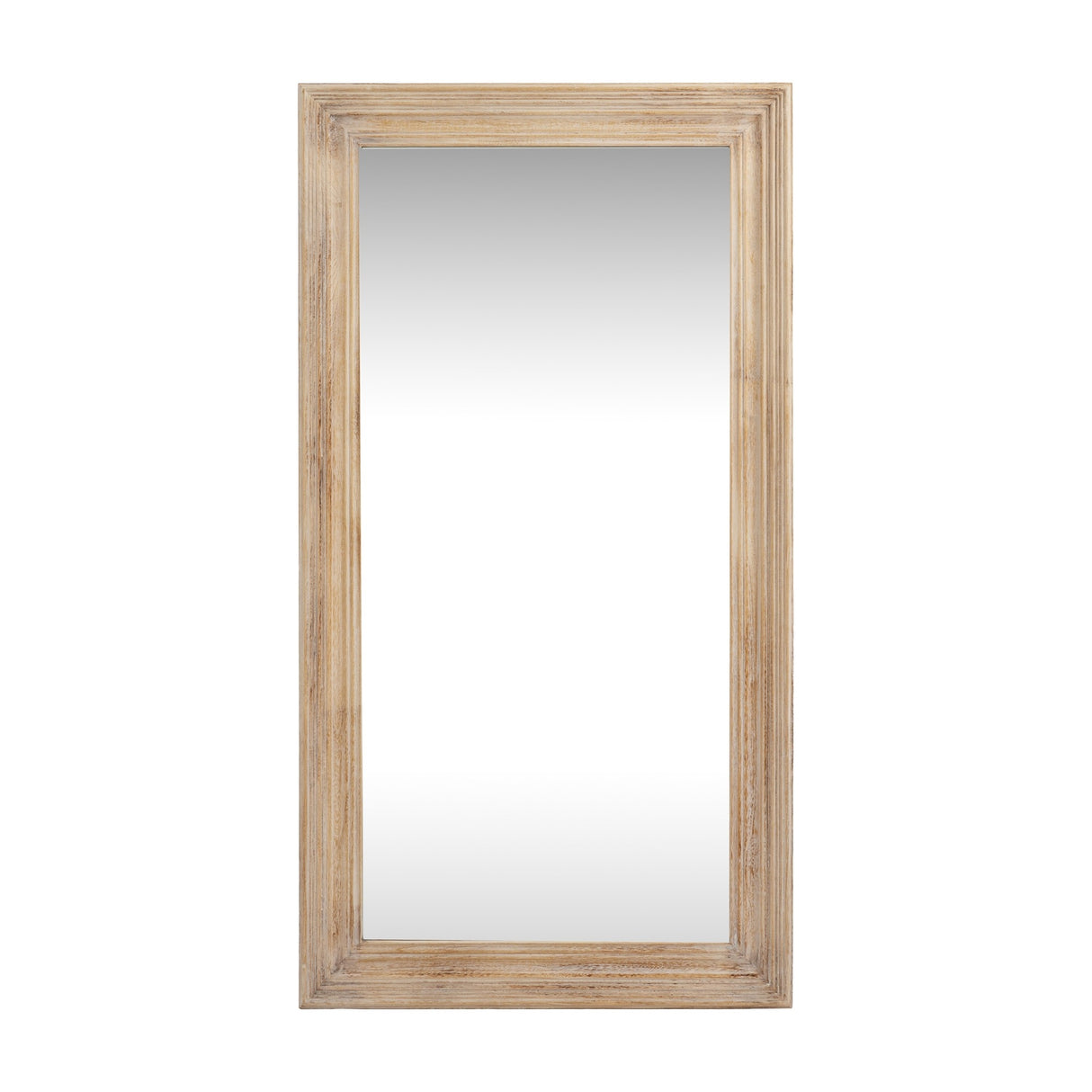 Washed Wood Framed Rectangular Wall Mirror – Brown
