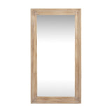 Washed Wood Framed Rectangular Wall Mirror – Brown