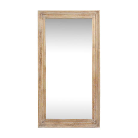 Hill Interiors Washed Wood Framed Rectangular Wall Mirror in brown with a weathered timber frame and clear glass, shown upright on a plain white background.