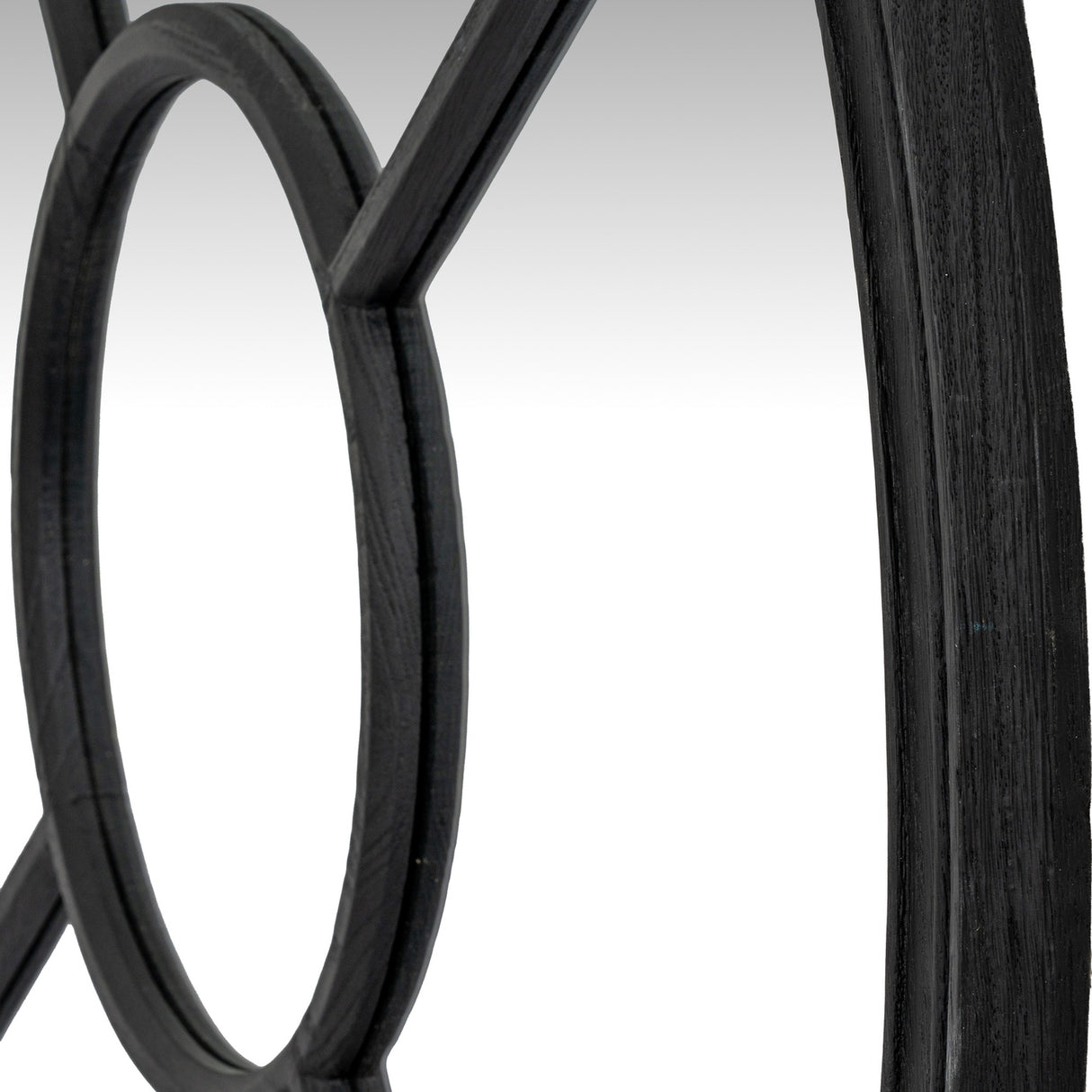 Black Wood Round Window Mirror – Black