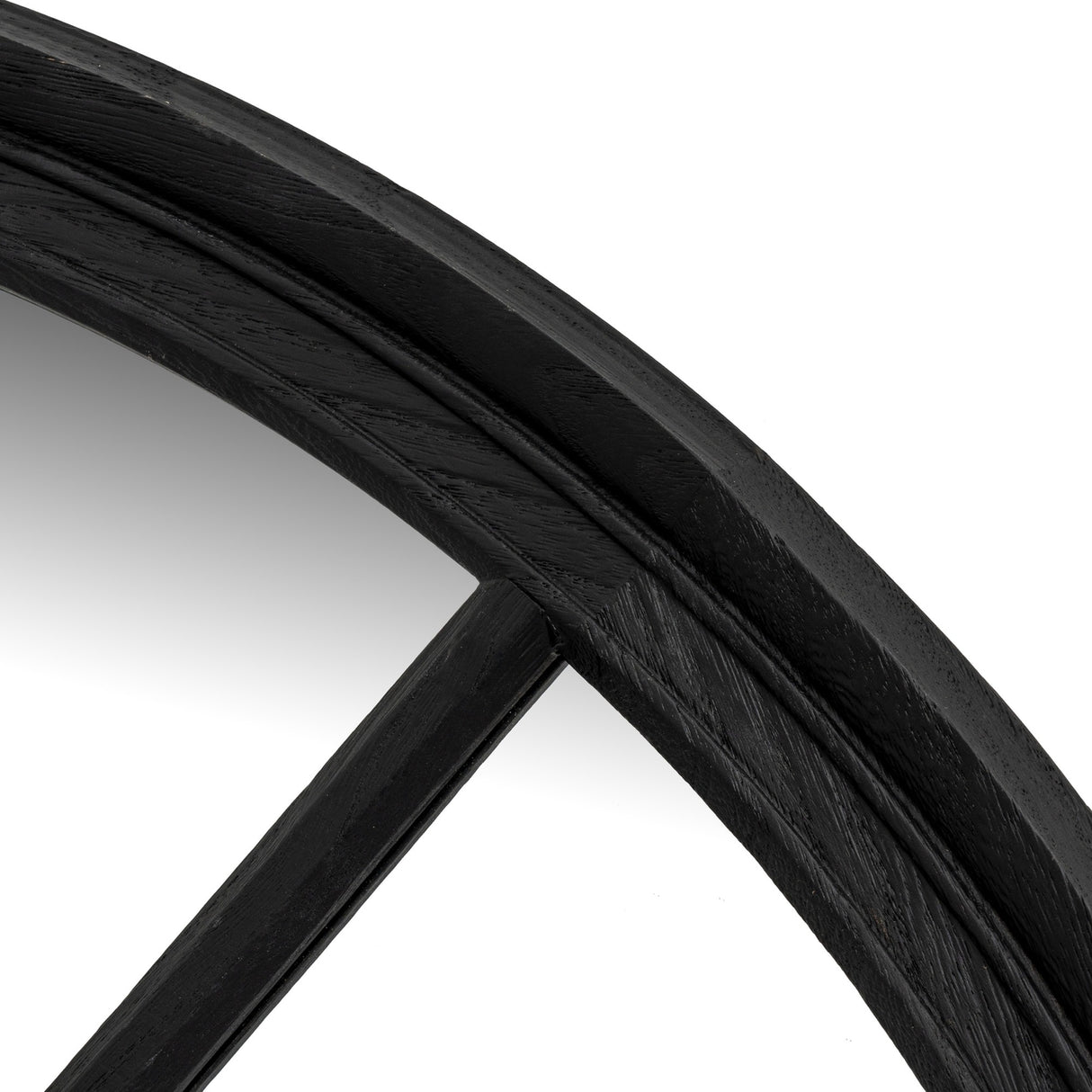 Black Wood Round Window Mirror – Black