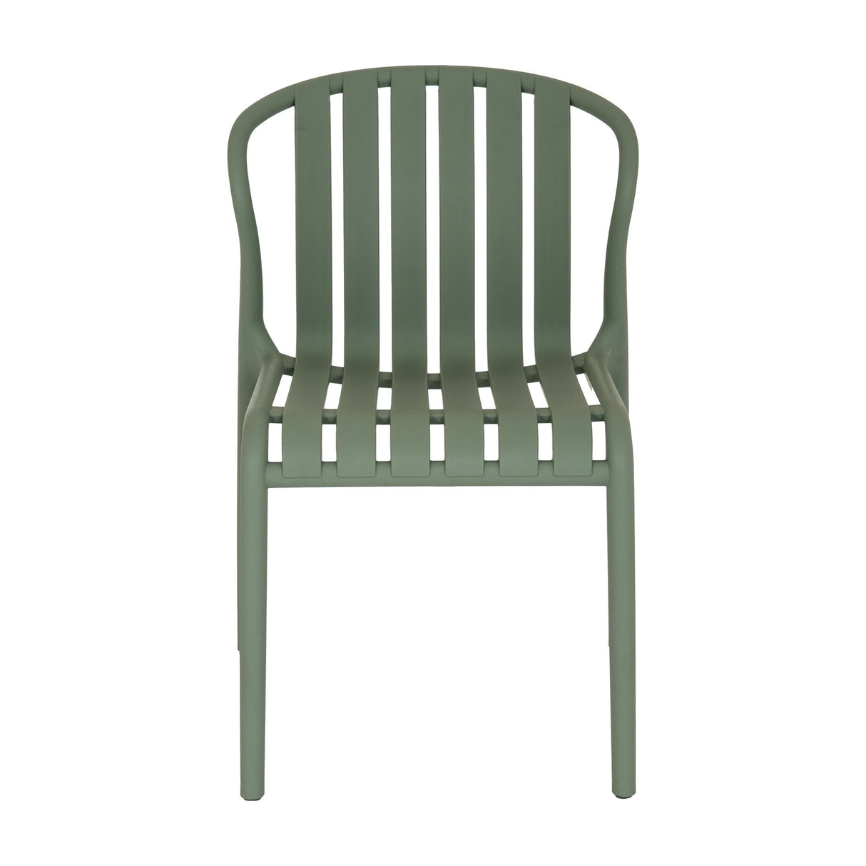 Hill Interiors Moulded Accent Chair in grey, front view showing the vertical slatted plastic shell with curved back and tapered legs on a white background.