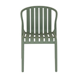 Hill Interiors Moulded Accent Chair in grey, front view showing the vertical slatted plastic shell with curved back and tapered legs on a white background.