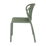 Side view of Hill Interiors Moulded Accent Chair in French grey, showing the single-piece plastic shell with slatted back and contoured seat.