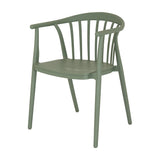Hill Interiors Moulded Plastic Accent Chair in grey with curved spindle back, armrests and slim tapered legs, shown on a plain white background.