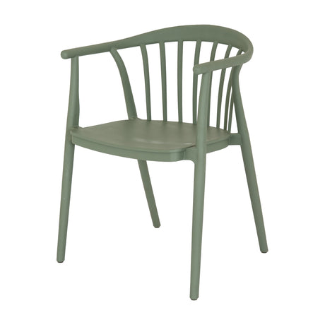 Hill Interiors Moulded Plastic Accent Chair in grey with curved spindle back, armrests and slim tapered legs, shown on a plain white background.
