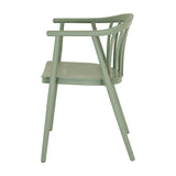 Hill Interiors Moulded Plastic Accent Chair in grey, side view showing curved spindle back, armrests and slim tapered legs on a white background.