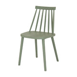 Hill Interiors Brolvanic Accent Chair in French grey moulded plastic, with a spindle back and curved seat on four tapered legs, shown on a plain background.
