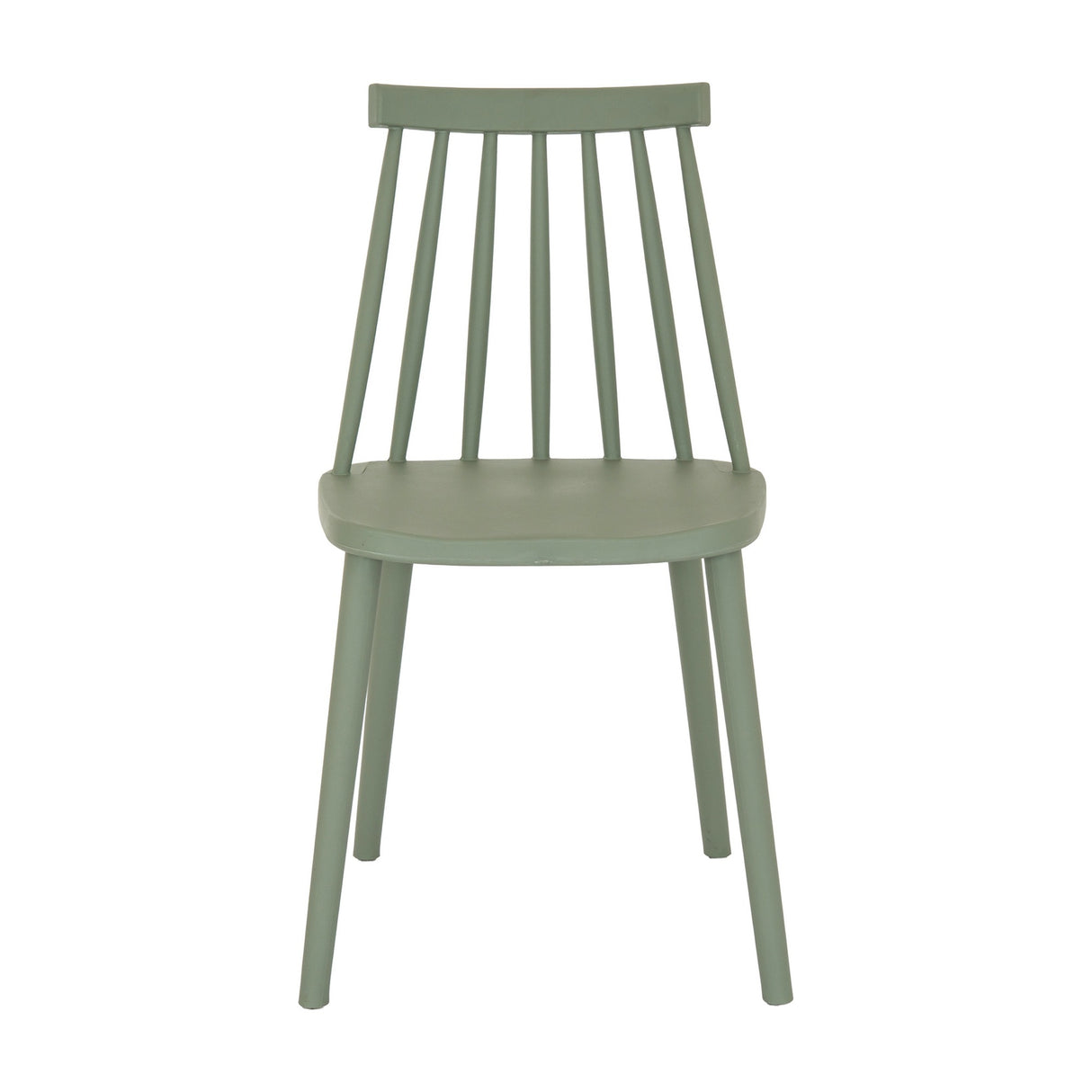 Hill Interiors Brolvanic Accent Chair in French grey plastic with spindle back and curved moulded seat, shown front-on against a plain white background.