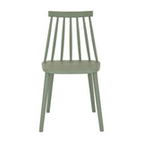 Hill Interiors Brolvanic Accent Chair in French grey plastic with spindle back and curved moulded seat, shown front-on against a plain white background.