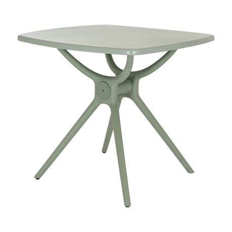 Hill Interiors French Grey side table in moulded plastic with a soft square top and slim splayed four-leg base, shown on a plain white background.
