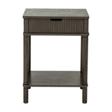 Hill Interiors 1 Drawer Wooden Side Table in grey with a fluted drawer front, lower shelf and turned legs, shown against a plain white background.