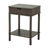 Hill Interiors 1 Drawer Wooden Side Table in grey with fluted drawer front, lower shelf and turned legs, shown on a plain white background.