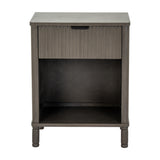 Hill Interiors 1 Drawer Wooden Cabinet in brown with a ribbed drawer front, open lower shelf and turned legs, shown on a plain white background.