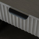 Close-up of the Hill Interiors 1 Drawer Wooden Cabinet showing the fluted drawer front, recessed dark handle, and warm brown wood top.