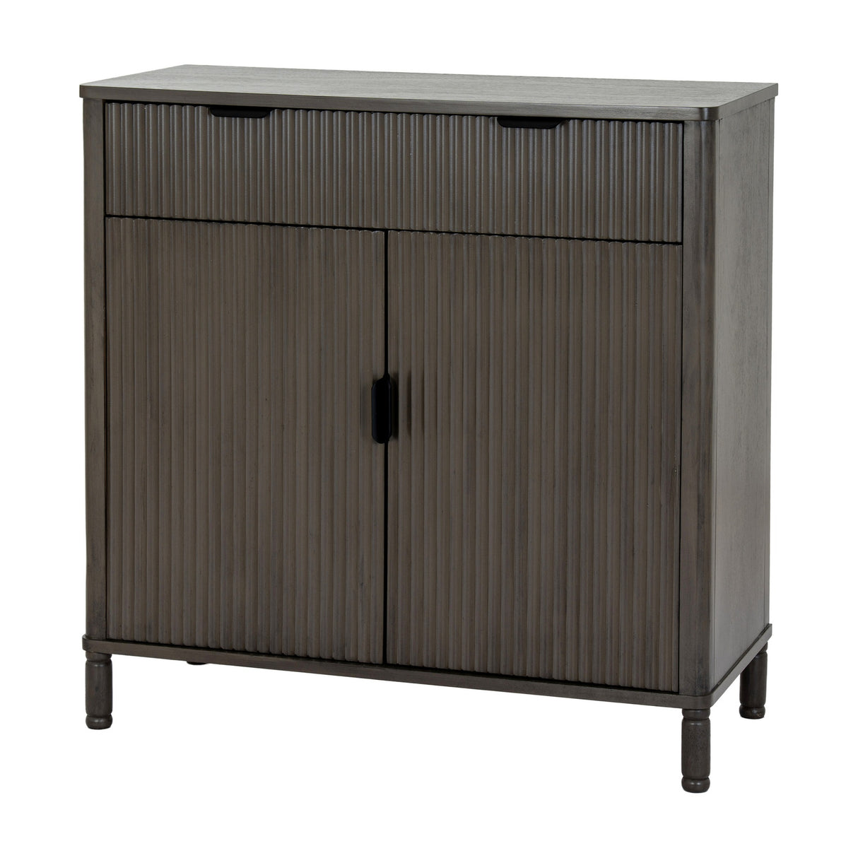 Wooden Ribbed Two-Door Cabinet – Brown