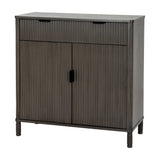 Wooden Ribbed Two-Door Cabinet – Brown
