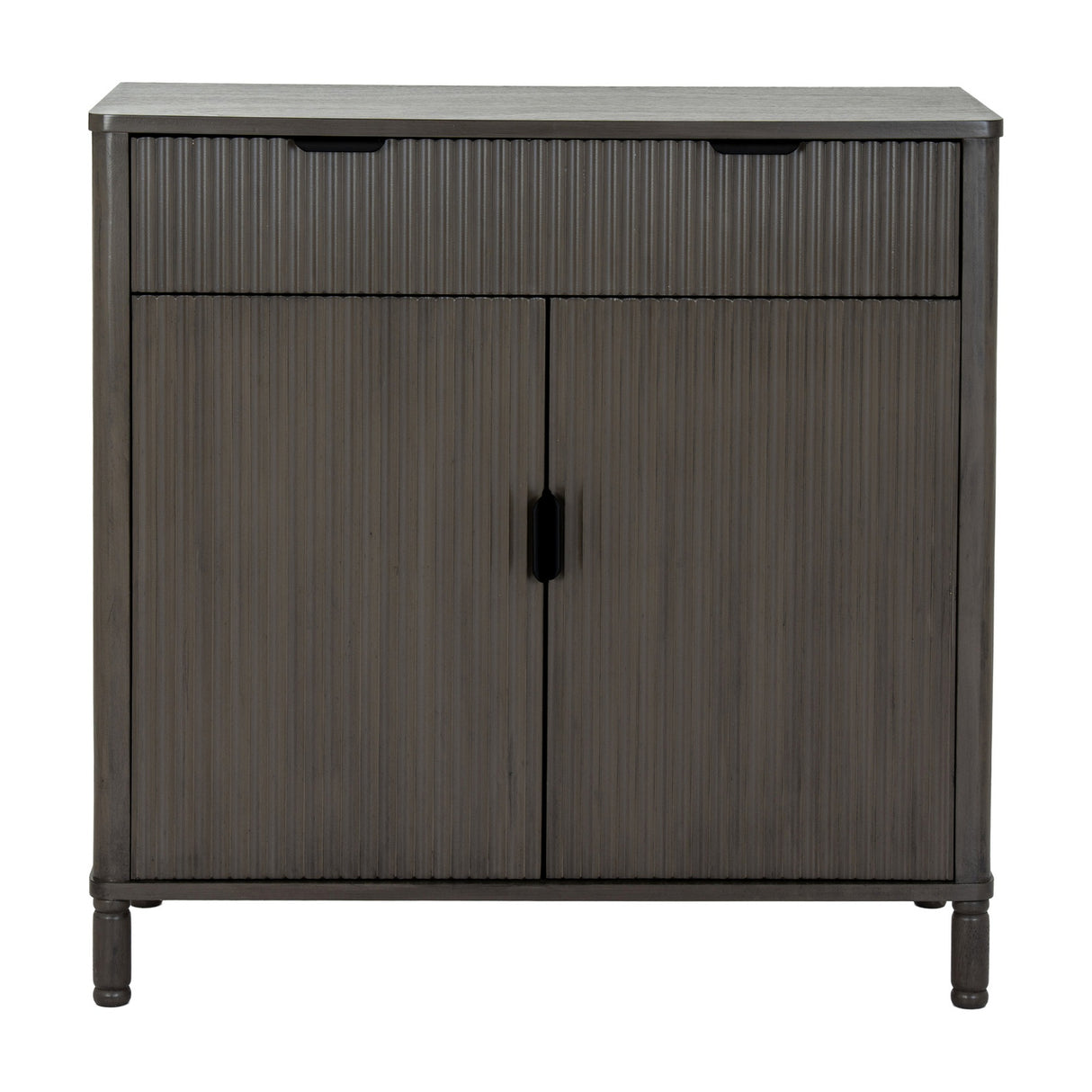 Wooden Ribbed Two-Door Cabinet – Brown