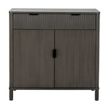 Wooden Ribbed Two-Door Cabinet – Brown