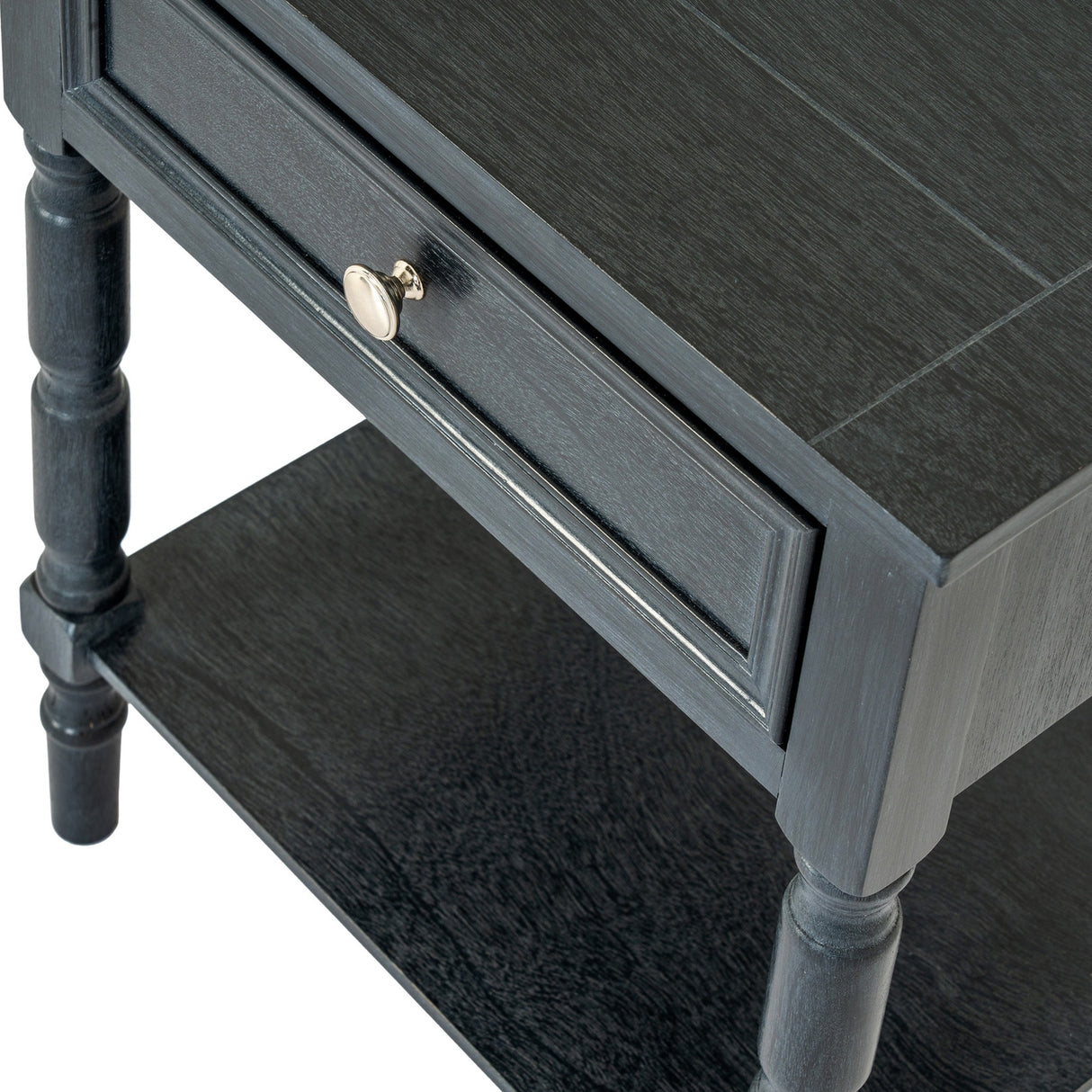 Wooden One-Drawer Side Table – Black