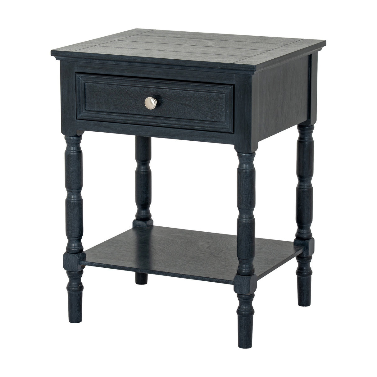 Wooden One-Drawer Side Table – Black